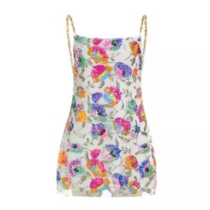 NWOT White sequin floral dress